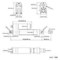 3500N IP67 Waterproof Linear Actuator with Magnetic Limit Switch - 100mm with Adjustable Stroke (Model 0041934-3)