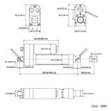3500N IP67 Waterproof Linear Actuator with Magnetic Limit Switch - 100mm with Adjustable Stroke (Model 0041934-3)