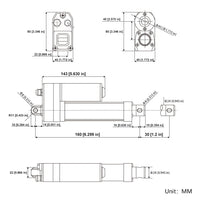 1.2 Inch 30MM IP67 Waterproof & Quiet Linear Actuator Built-in Hall Effect Sensor (Model 0041932-1)