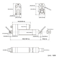 3500N IP67 Waterproof Linear Actuator with Magnetic Limit Switch - 50mm with Adjustable Stroke (Model 0041933-3)