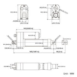 3500N IP67 Waterproof Linear Actuator with Magnetic Limit Switch - 50mm with Adjustable Stroke (Model 0041933-3)