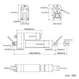 3500N IP67 Waterproof Linear Actuator with Magnetic Limit Switch - 250mm with Adjustable Stroke (Model 0041937-3)