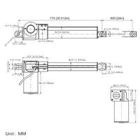 24 Inches 600MM 12V 24V Industrial Linear Actuator Max Thrust 1300 lbs 6000N 600Kgs (Model 0041517)