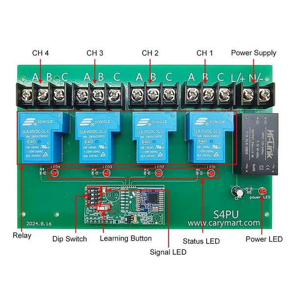 Remote Power Module Kit And 5000M Wireless Remote Control Kit With 4CH 30A High Power Relay Output ...