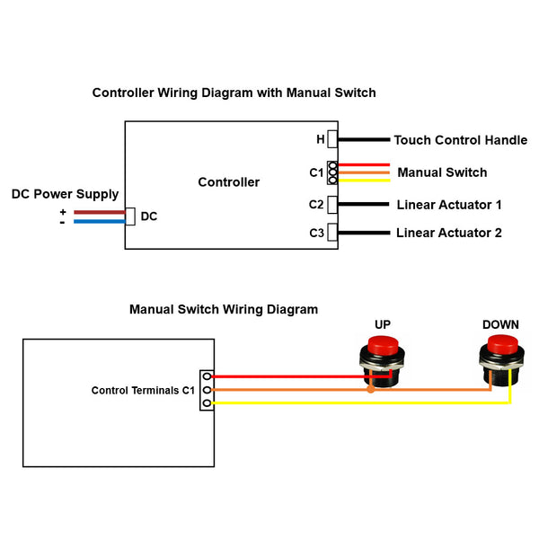 Synchronous Manual Switch 12V 24V 2000N Linear Actuator One-Control-Two Synchronous Control Kit ...