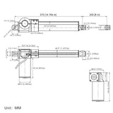 8 Inch 200MM Max 6000N Industrial Linear Actuator Built-in Hall Effect Sensor (Model 0041513-1)